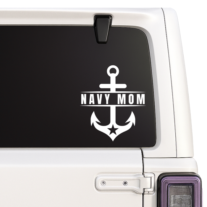 Navy Mom Car Decal | Military Anchor Vinyl Sticker | USA | 5 Color Options Nostalgi Factory