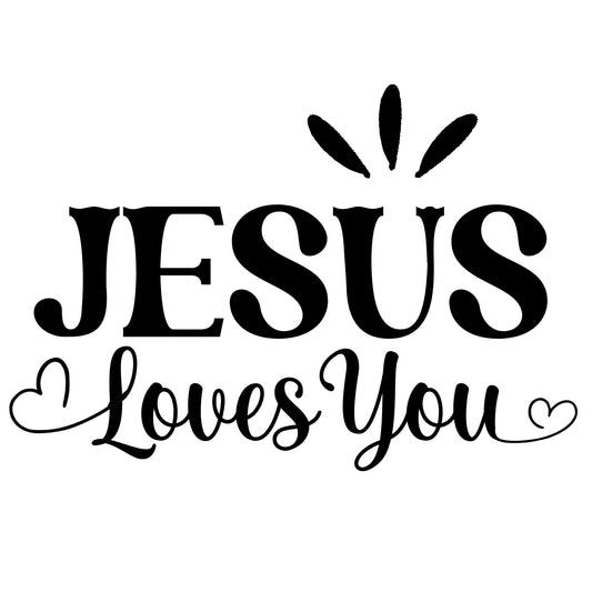 Jesus Loves You | Vinyl Decal | Religious Car Sticker | Multiple Color Options | Application Instructions Included - Nostalgi Factory