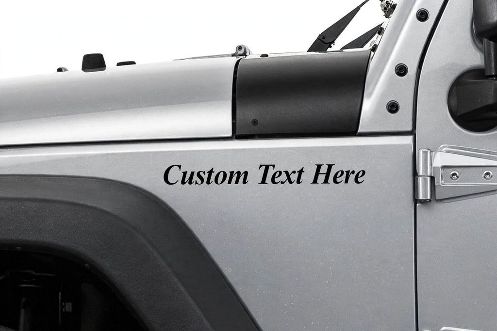 Custom Jeep Fender Decal - Personalized Side Cowl Text Decal - Custom Text Here Jeep Name Sticker - Premium Vinyl Decal - Made in USA
