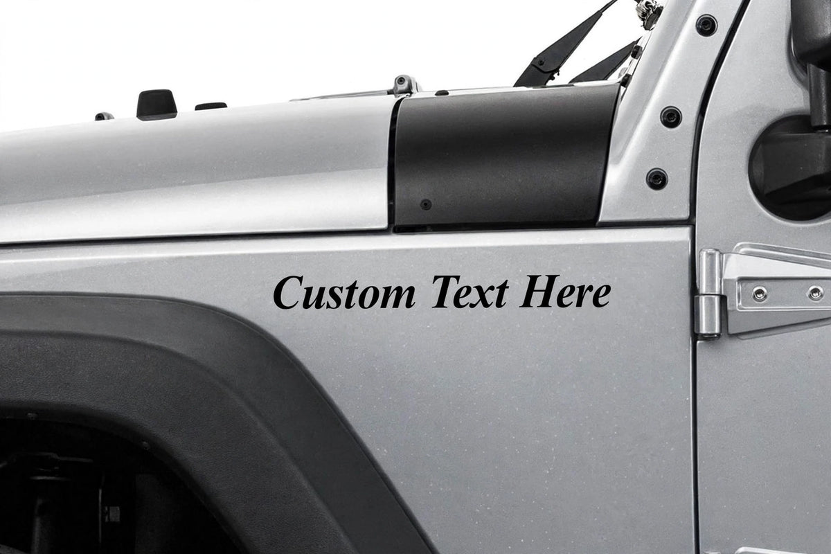 Custom Jeep Fender Decal - Personalized Side Cowl Text Decal - Custom Text Here Jeep Name Sticker - Premium Vinyl Decal - Made in USA