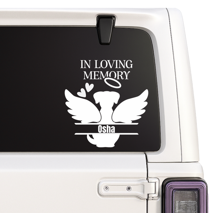Pet Memorial Decal | Dog Angel Wings | In Loving Memory Custom Name | 9 Colors | Memorial Car Decal Nostalgi Factory