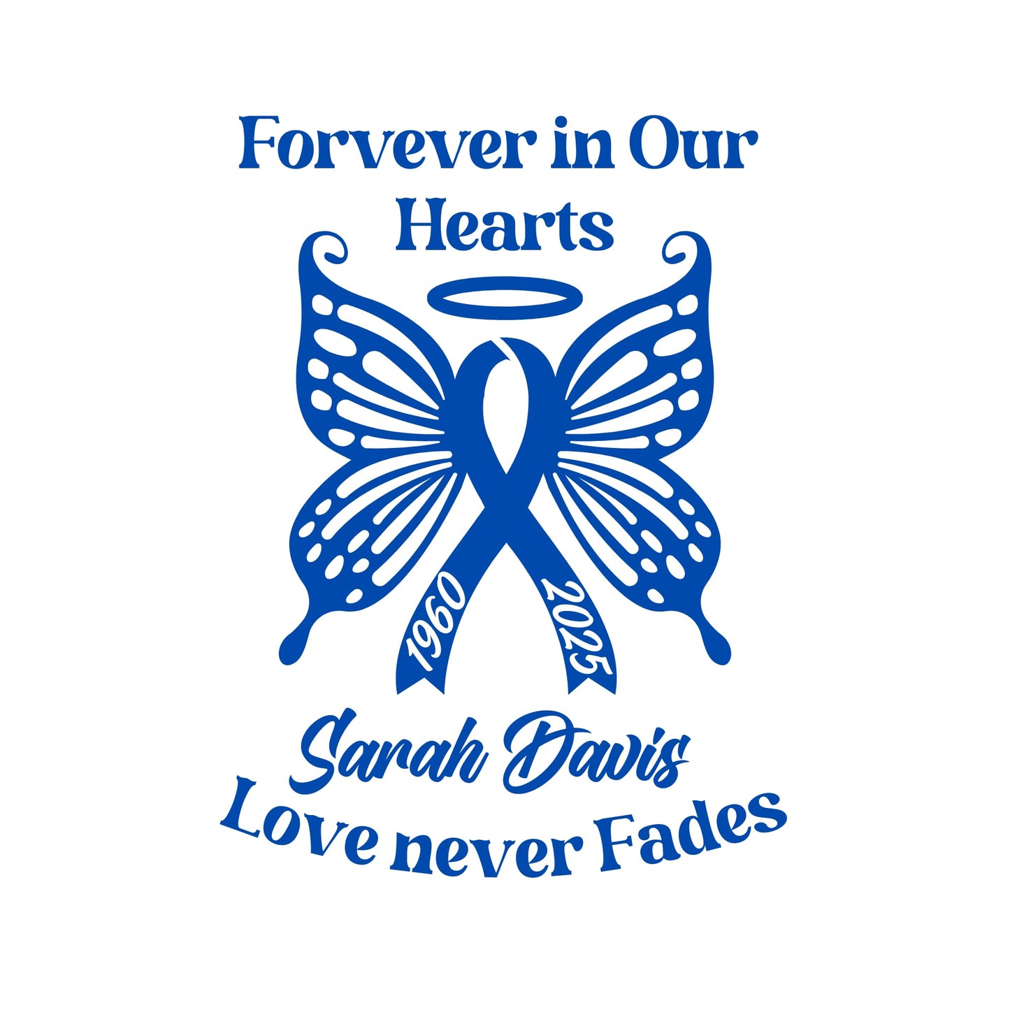 Personalized Ribbon Memorial & Butterfly Car Decal | Forever in Our Hearts | Customizable Name and Dates | Love Never Fades - Nostalgi Factory