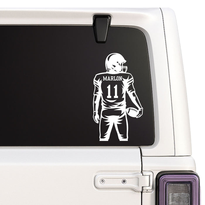 Custom Football Player Car Decal | Vinyl Window Sticker | Personalized Jersey Number | 5 Colors Available Nostalgi Factory