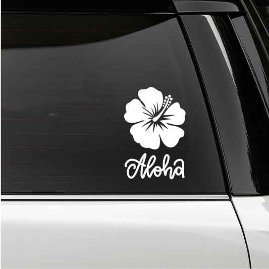 Hawaiian Hibiscus Flower Aloha Car Decal | Permanent Vinyl Sticker | Available in 5 Colors - Nostalgi Factory