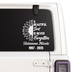 Memorial Sunflower Car Decal | Custom Name & Dates | Permanent Vinyl Sticker | 5 Colors Nostalgi Factory