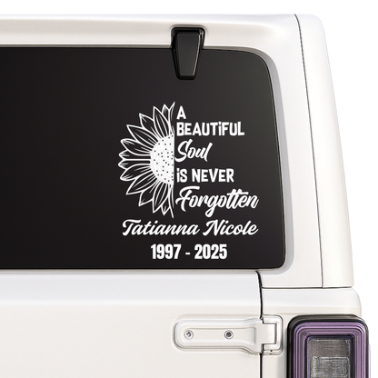 Memorial Sunflower Car Decal | Custom Name & Dates | Permanent Vinyl Sticker | 5 Colors Nostalgi Factory
