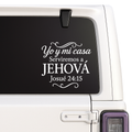 Car window with a decal featuring Spanish text and a Bible verse
