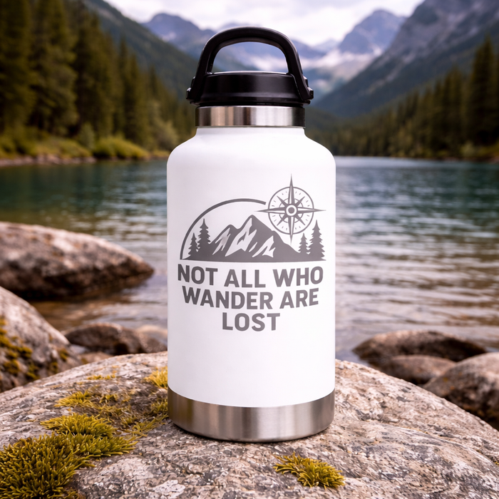 Not All Who Wander Are Lost Travel Vinyl Decal | Mountain Compass Design | Multiple Colors and Sizes Available | Great for RV's | Campers and ATVs Nostalgi Factory