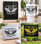 In Loving Memory Car Decal - Customizable Angel Wings Tribute