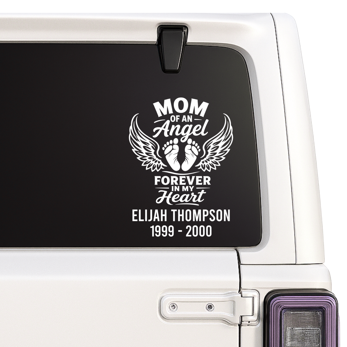 Mom of an Angel Memorial Car Decal, Baby Footprints with Wings Vinyl Sticker Nostalgi Factory