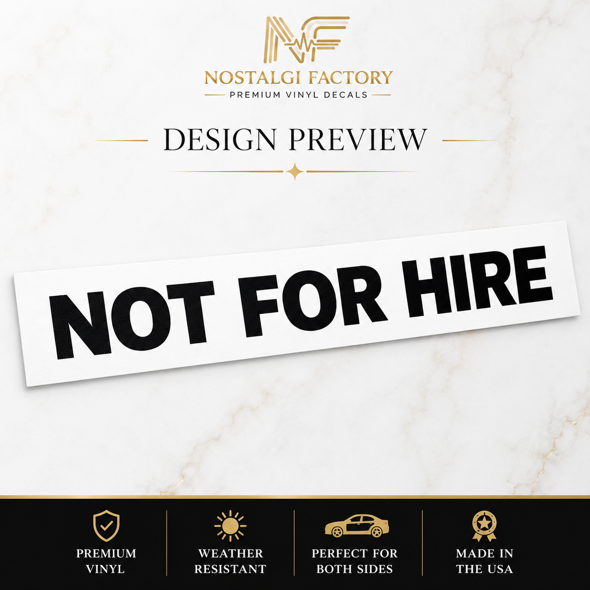 Not For Hire Vinyl Decals, 2x13 Inch Truck Window Sticker Set Nostalgi Factory