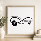 Memorial Car Decal | Infinity Design with Hibiscus Flower | Personalized Memorial Decals for Memory Boxes | Cars | Mirrors | Vases | Lanterns | Tumblers | Water Bottles | Laptops | Nostalgi Factory