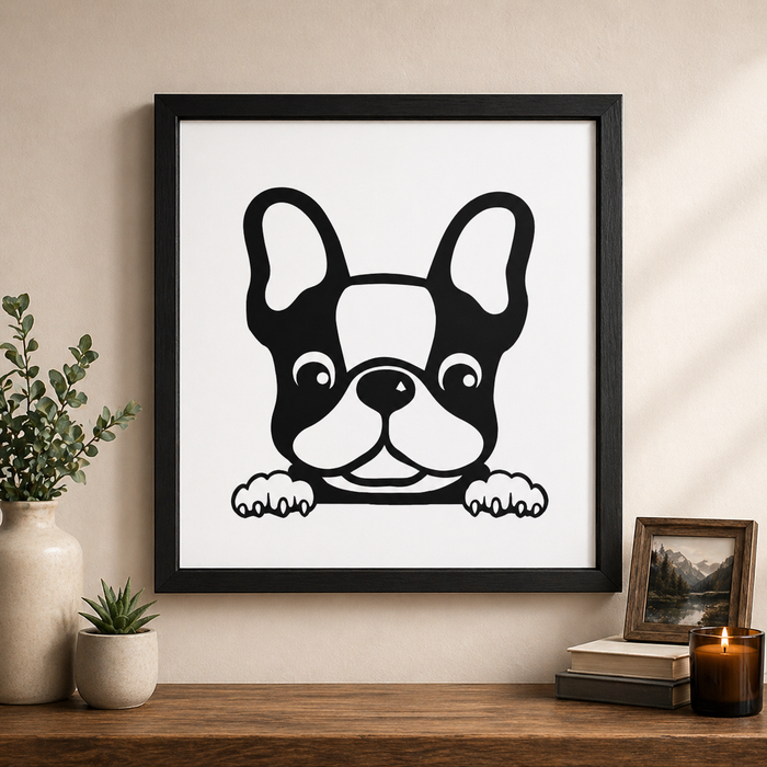 French Bulldog Vinyl Decal Car Sticker | Multiple Colors Available | Cute Peeking Dog Design Nostalgi Factory