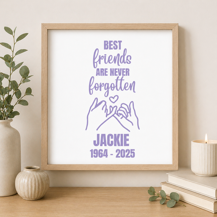 Best Friends Are Never Forgotten Memorial Decal | Friendship Tribute Sticker | 9 Colors | Memorial Car Decal Nostalgi Factory