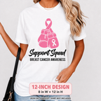 Support Squad Breast Cancer Awareness HTV decal - 11 inch design on white shirt