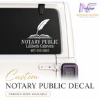 Custom Notary Public Vinyl Decal | Professional Book and Quill Logo Design | Great for Car | Laptops | Business Window | Advertising | Available in 5 Colors Generic