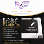 Custom Notary Public Vinyl Decal | Professional Book and Quill Logo Design | Great for Car | Laptops | Business Window | Advertising | Available in 5 Colors Generic