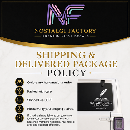 Custom Notary Public Vinyl Decal | Professional Book and Quill Logo Design | Great for Car | Laptops | Business Window | Advertising | Available in 5 Colors Generic