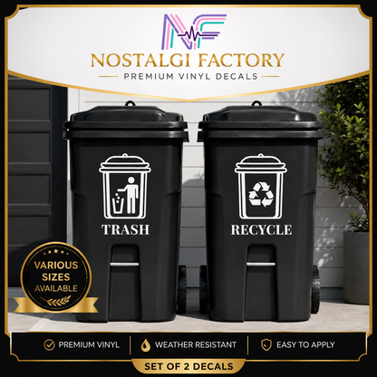 Trash & Recycle Bin Decal Stickers | Waste Management Labels | 5 Colors Available