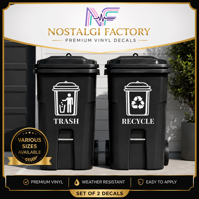 Trash & Recycle Bin Decal Stickers | Waste Management Labels | 5 Colors Available Nostalgi Factory