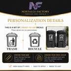 Trash & Recycle Bin Decal Stickers | Waste Management Labels | 5 Colors Available Nostalgi Factory