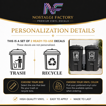 Trash & Recycle Bin Decal Stickers | Waste Management Labels | 5 Colors Available