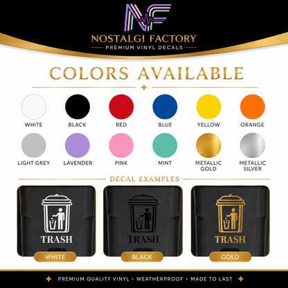 Trash & Recycle Bin Decal Stickers | Waste Management Labels | 5 Colors Available