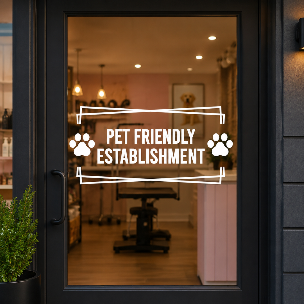 Pet Friendly Establishment Vinyl Decal Sign | Business Window Sticker | 12 Colors Nostalgi Factory