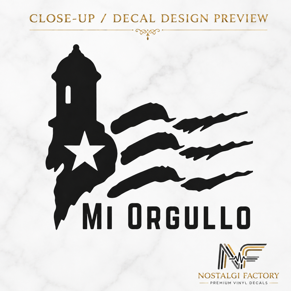 Mi Orgullo Puerto Rico Decal | El Morro Garita Vinyl Sticker | Puerto Rican Flag Car Decal | 5 Colors Nostalgi Factory
