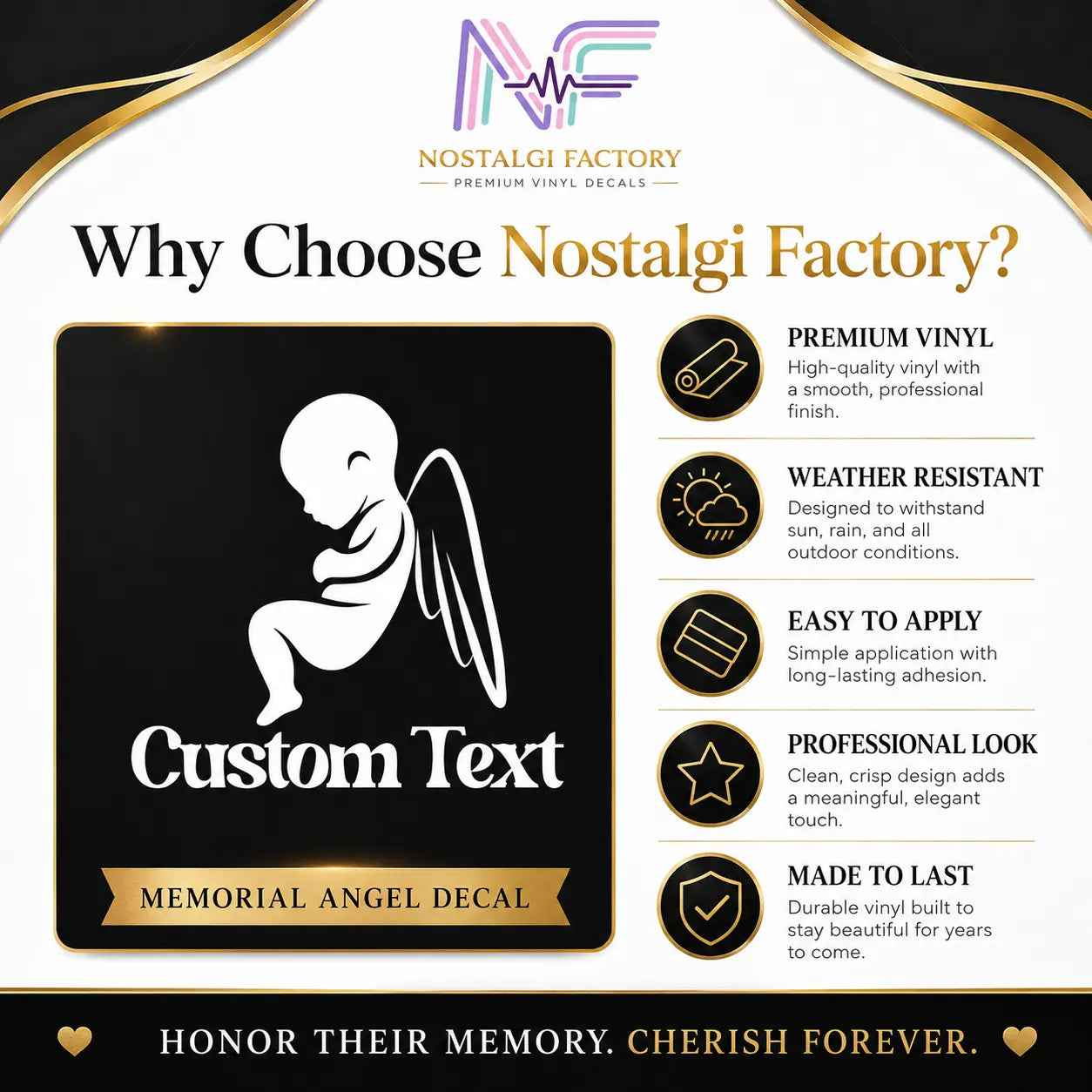 Stillborn Memorial Angel Wing Car Decal – Personalized Vinyl Sticker | Permanent Adhesive for Tribute & Remembrance