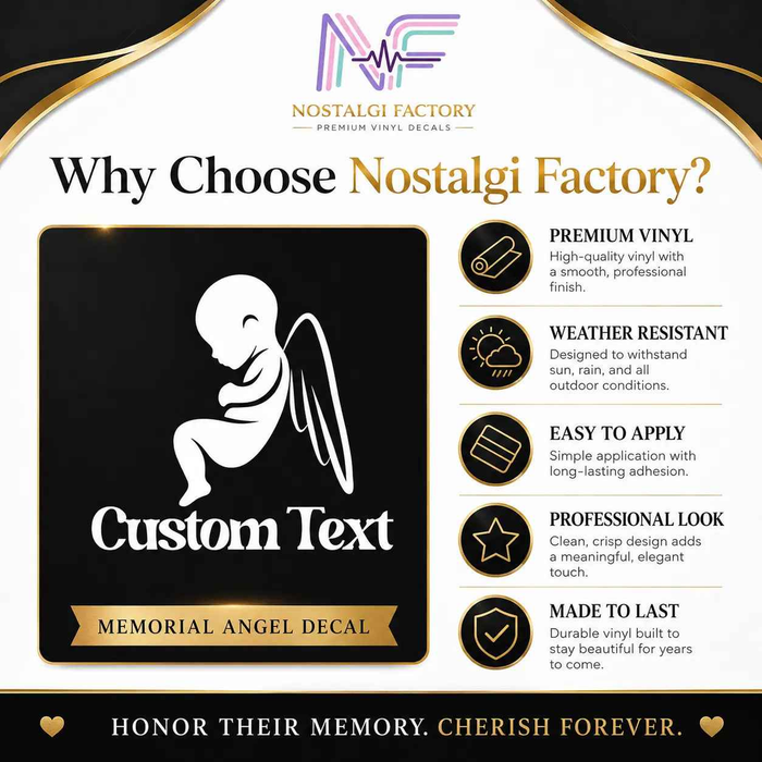 Stillborn Memorial Angel Wing Car Decal – Personalized Vinyl Sticker | Permanent Adhesive for Tribute & Remembrance