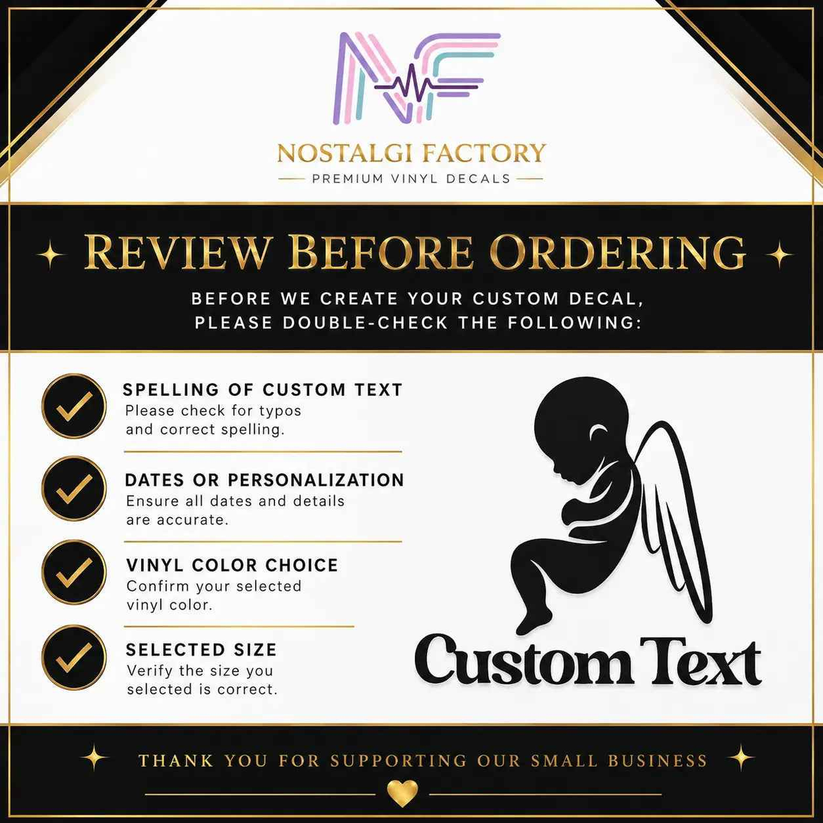 Stillborn Memorial Angel Wing Car Decal – Personalized Vinyl Sticker | Permanent Adhesive for Tribute & Remembrance