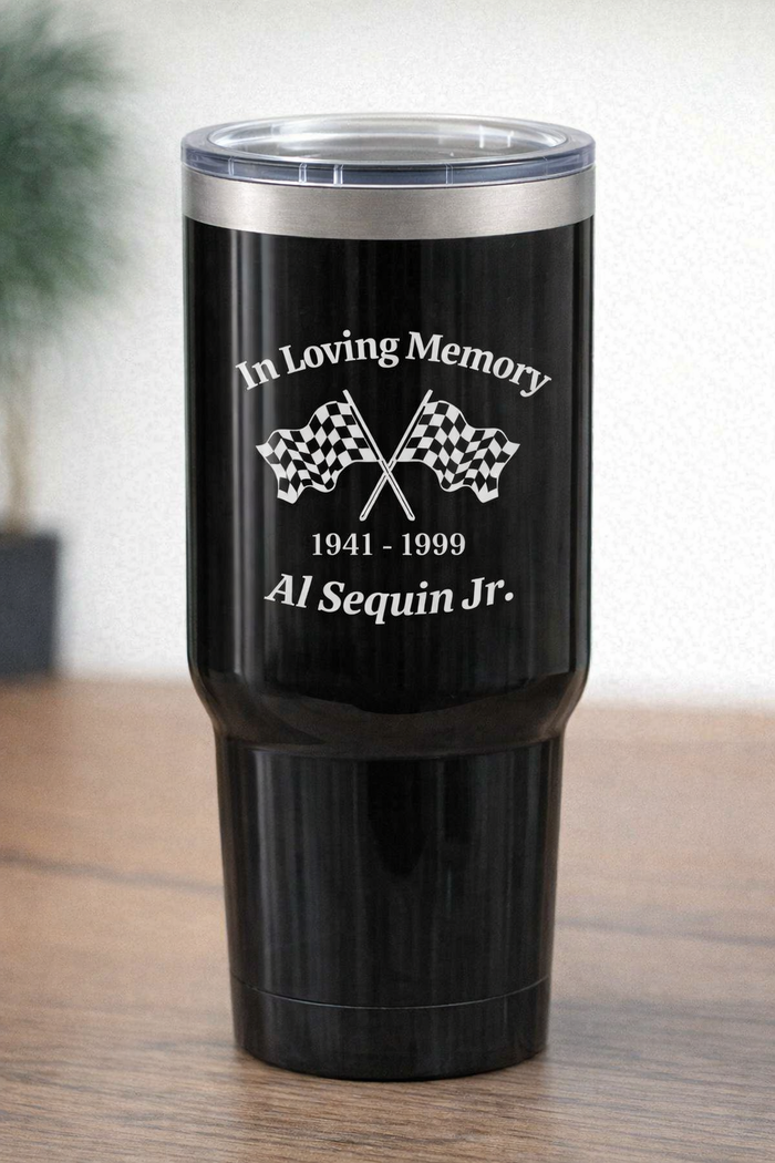 Custom Racing Flag Memorial Car Decal – In Loving Memory Tribute | Vinyl Window Sticker | Multiple Colors Available Nostalgi Factory
