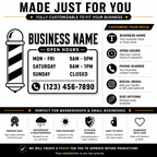 Barbershop Business Hours Decal – Custom Vinyl Window Decal Nostalgi Factory