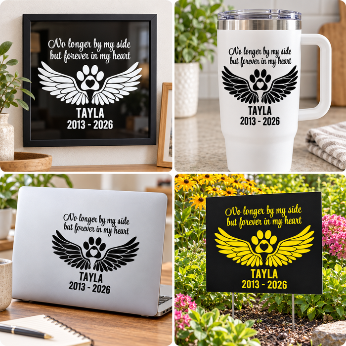 Pet Memorial Decals | Cherish Your Beloved Pet's Memory with Beautiful Wings and Paw Print