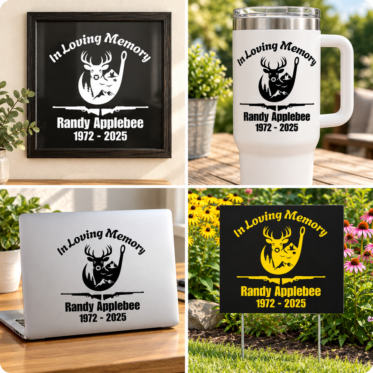 Custom Memorial Car Decal – Deer Hunting | Personalized Name & Dates | In Loving Memory Vinyl Sticker