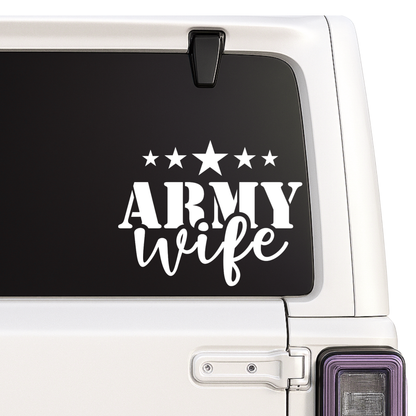 Army Wife Vinyl Car Decal with Stars | Military Support Sticker | Multiple Colors Available Generic