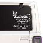 Memorial Car Decal | Butterflies and Angels Design | Permanent Vinyl Sticker | 5 Color Options | Easy Application Nostalgi Factory
