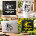 Personalized Memorial Sunflower Car Decal | Custom Name & Dates | Tribute Vinyl Sticker