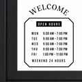 Custom Business Hours Window Decal - Welcome Open Hours Vinyl Sign Nostalgi Factory