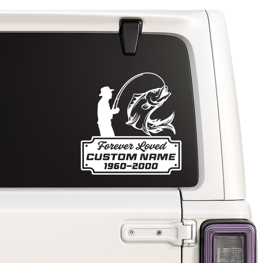 Custom Memorial Fishing Decal | Forever Loved Waterproof Vinyl Sticker Nostalgi Factory