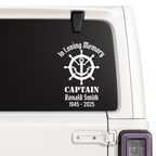 In Memory Captain Memorial Decal | Ship Wheel Anchor Design | Personalized Memorial Decals for Memory Boxes | Cars | Mirrors | Vases | Lanterns | Tumblers | Water Bottles | Laptops | | Memorial Car Decal Nostalgi Factory
