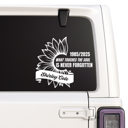 Sunflower Memorial Decal - Custom Name & Quote | Memorial Car Decal Nostalgi Factory