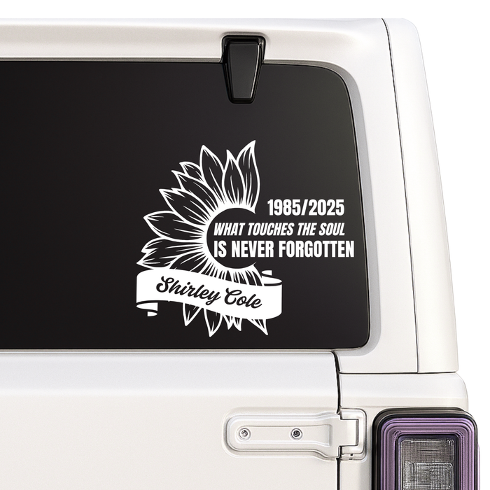 Sunflower Memorial Decal - Custom Name & Quote | Memorial Car Decal Nostalgi Factory