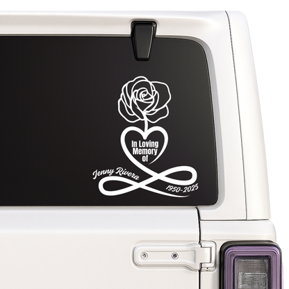 Rose Heart Memorial Decal - Custom Name & Dates | Memorial Car Decal Nostalgi Factory