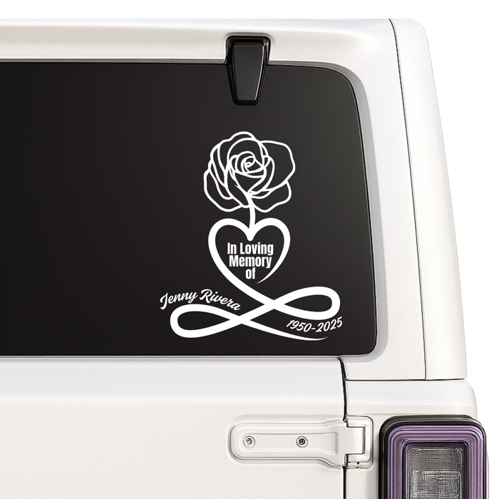 Rose Heart Memorial Decal - Custom Name & Dates | Memorial Car Decal Nostalgi Factory