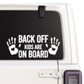 Back Off Kids Are On Board Car Decal Sticker | Handprint Design with Hearts | Vinyl Safety Warning Sign | Available in 5 Colors | Various Sizes Nostalgi Factory