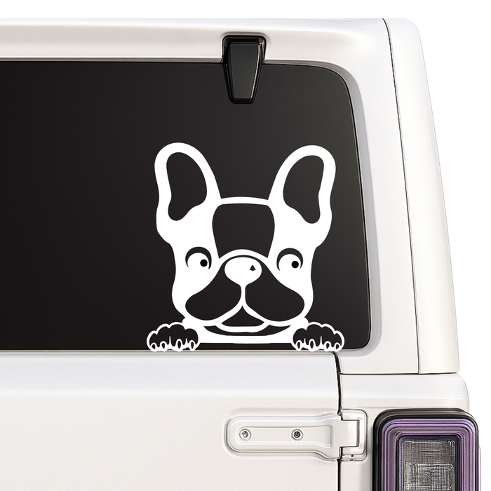 French Bulldog Vinyl Decal Car Sticker | Multiple Colors Available | Cute Peeking Dog Design Nostalgi Factory
