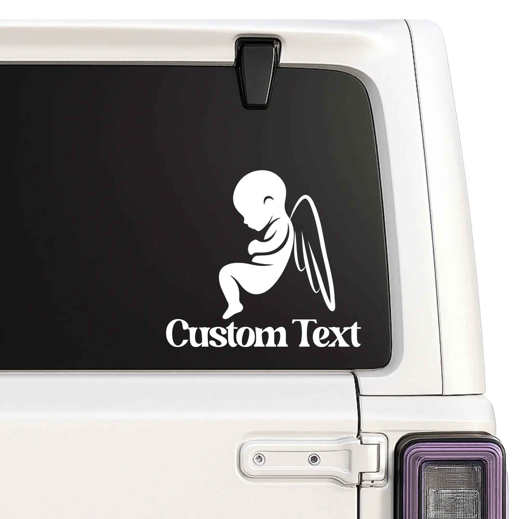 Stillborn Memorial Angel Wing Car Decal – Personalized Vinyl Sticker | Permanent Adhesive for Tribute & Remembrance