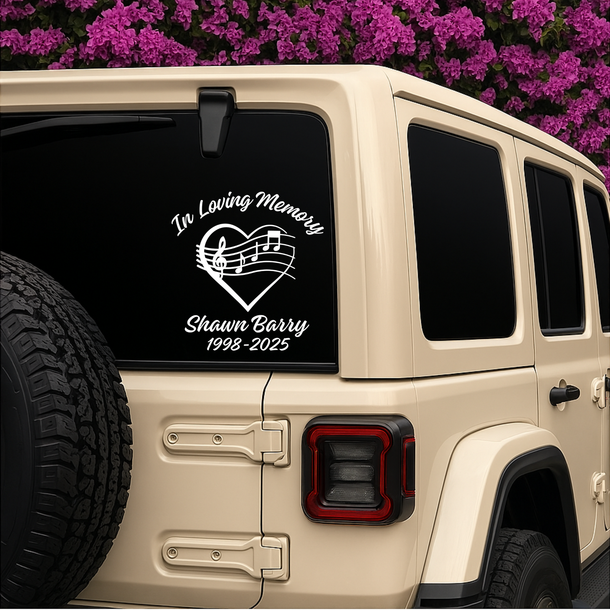 Loving Memory Music Heart Vinyl Decal | Customizable Memorial Sticker | Waterproof - Nostalgi Factory